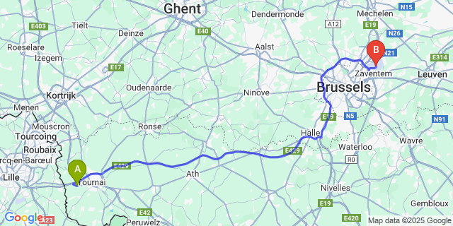 Map: Brussels Zaventem Airport (BRU) to Marquain