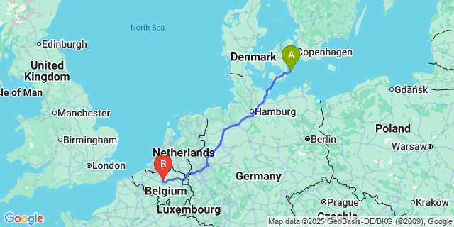 Map: Brussels Zaventem Airport (BRU) to Moen