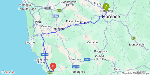 Map: Florence Airport (FLR) to Camping Valle Gaia