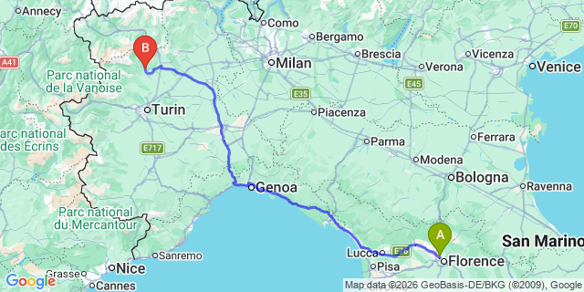 Map: Florence Airport (FLR) to Chiesanuova
