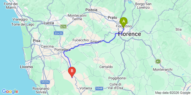 Map: Florence Airport (FLR) to Lajatico