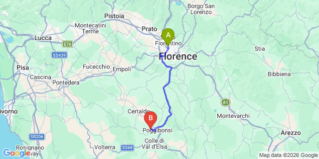Map: Florence Airport (FLR) to Montefalconi