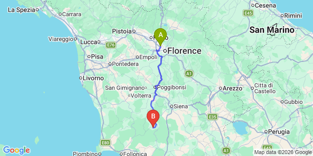 Map: Florence Airport (FLR) to Palazzetto