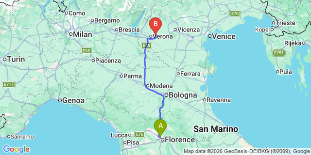 Map: Florence Airport (FLR) to Prato