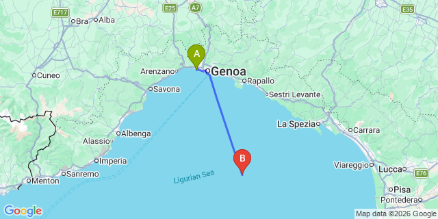 Map: Genoa Airport (GOA) to Portofino