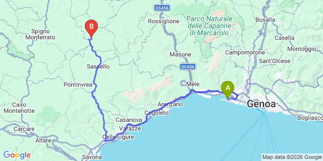Map: Genoa Airport (GOA) to Savona