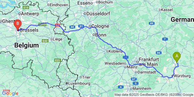 Map: Brussels Midi Train Station to Naast