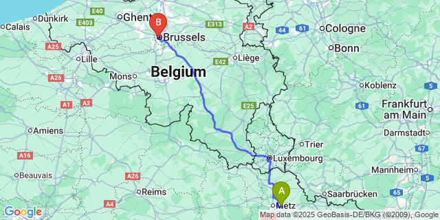 Map: Brussels Midi Train Station to Ogy