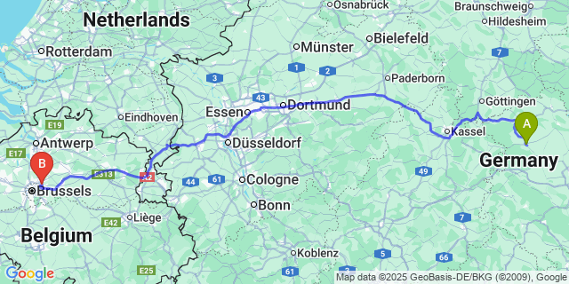 Map: Brussels Zaventem Airport (BRU) to On
