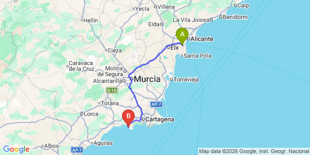 Map: Alicante Airport (ALC) to La Azohia