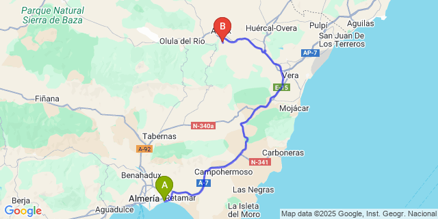 Map: Almeria Airport (LEI) to Almanzora