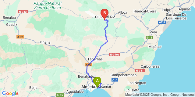 Map: Almeria Airport (LEI) to Macael