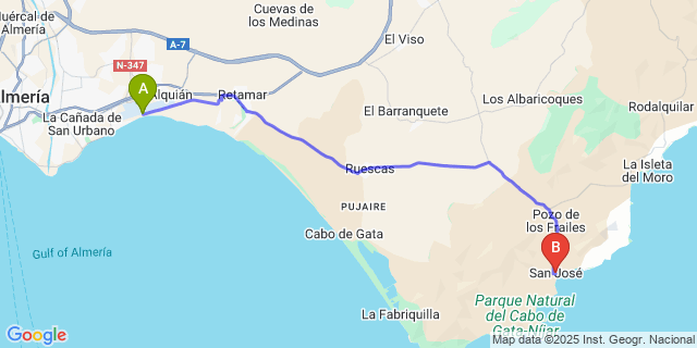 Map: Almeria Airport (LEI) to San José