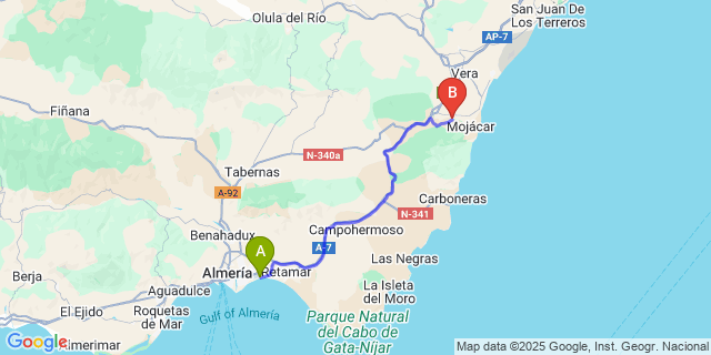 Map: Almeria Airport (LEI) to Turre