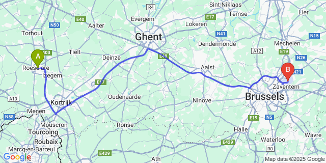 Map: Brussels Zaventem Airport (BRU) to Quartes