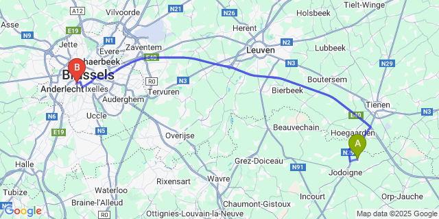 Map: Brussels Midi Train Station to Saint-Jean-Geest