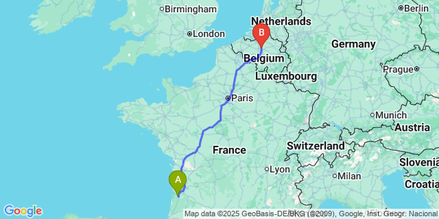 Map: Brussels Zaventem Airport (BRU) to Salles