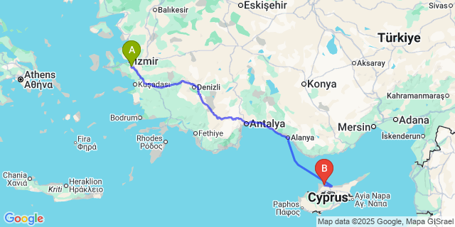 Map: Izmir Adnan Menderes Airport (ADB) to Karsiyaka