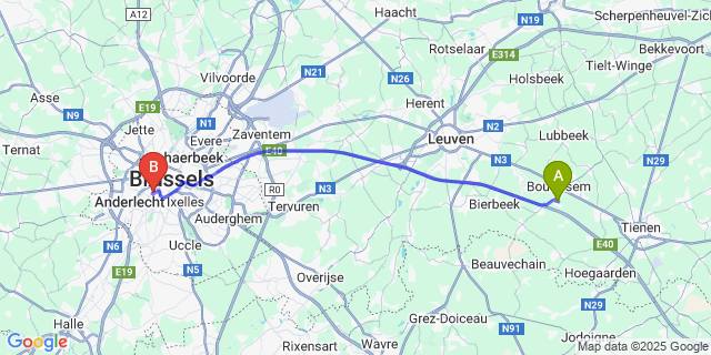 Map: Brussels Midi Train Station to Vertrijk