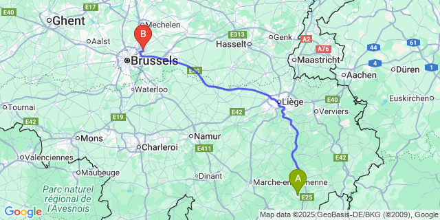 Map: Brussels Zaventem Airport (BRU) to Wibrin