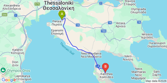 Map: Thessaloniki Airport (SKG) to Afytos