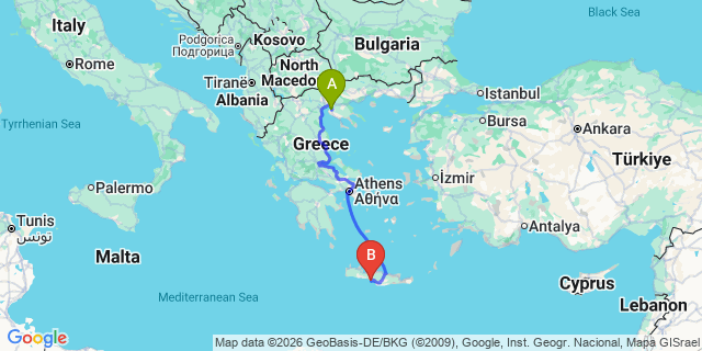 Map: Thessaloniki Airport (SKG) to Agios Pavlos