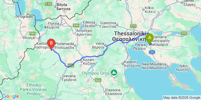 Map: Thessaloniki Airport (SKG) to Argos Orestiko