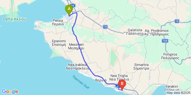 Map: Thessaloniki Airport (SKG) to Flogita