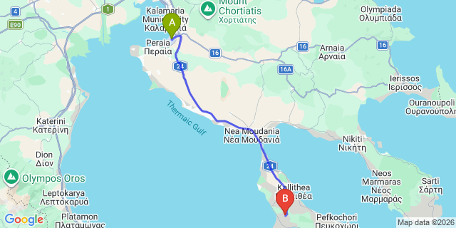 Map: Thessaloniki Airport (SKG) to Fourka