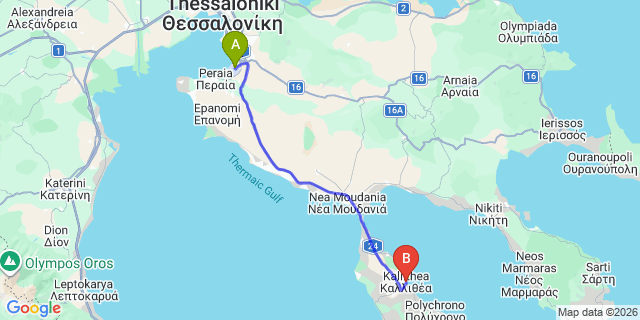 Map: Thessaloniki Airport (SKG) to Kalithea