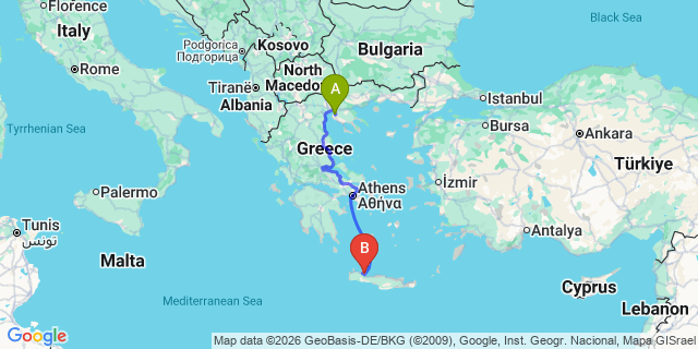 Map: Thessaloniki Airport (SKG) to Kalives