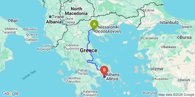Map: Thessaloniki Airport (SKG) to Kallithea