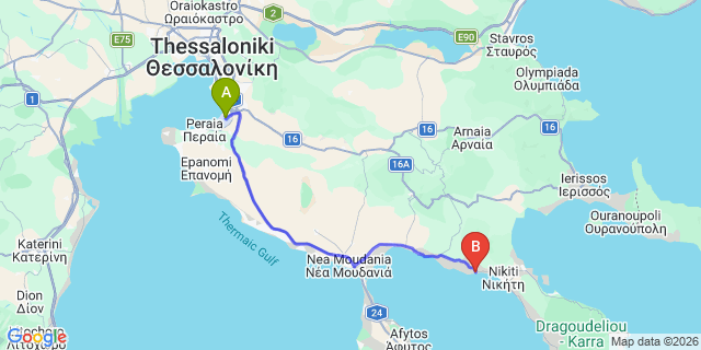 Map: Thessaloniki Airport (SKG) to Metamorfosi