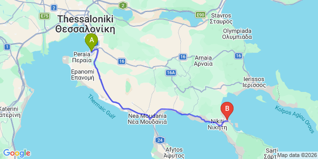 Map: Thessaloniki Airport (SKG) to Ormos Panagias