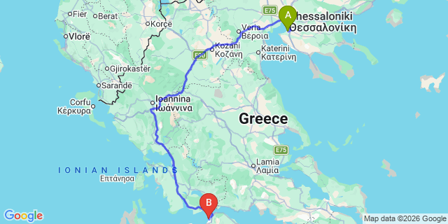 Map: Thessaloniki Airport (SKG) to Patra