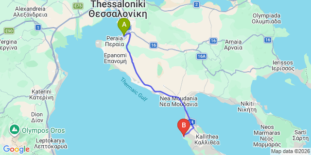 Map: Thessaloniki Airport (SKG) to Sani