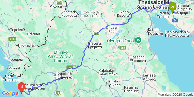 Map: Thessaloniki Airport (SKG) to Sivota