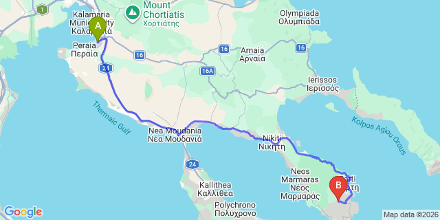 Map: Thessaloniki Airport (SKG) to Sykia