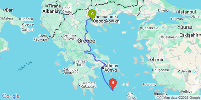 Map: Thessaloniki Airport (SKG) to Tripiti