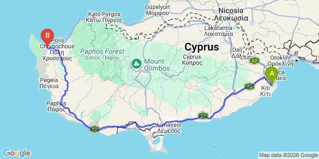 Map: Larnaca Airport (LCA) to Anassa