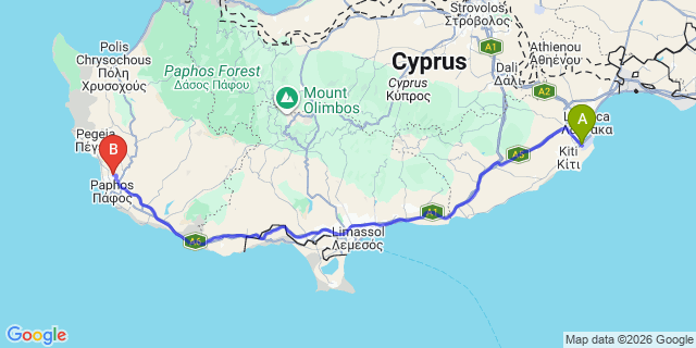 Map: Larnaca Airport (LCA) to Empa