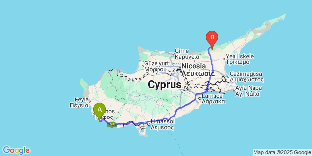Map: Paphos Airport (PFO) to Tatlisu