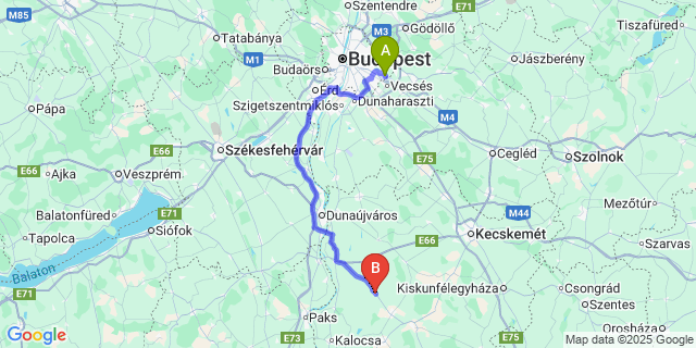 Map: Budapest Airport (BUD), Ferihegy, Liszt Ferenc to Akasztó