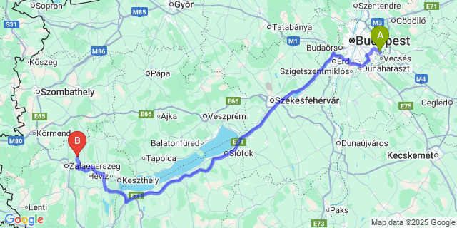 Map: Budapest Airport (BUD), Ferihegy, Liszt Ferenc to Alibánfa