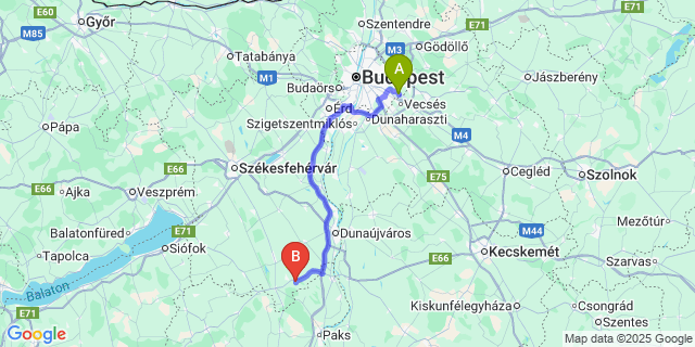 Map: Budapest Airport (BUD), Ferihegy, Liszt Ferenc to Alsószentiván