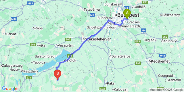 Map: Budapest Airport (BUD), Ferihegy, Liszt Ferenc to Andocs