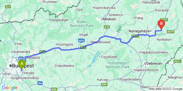 Map: Budapest Airport (BUD), Ferihegy, Liszt Ferenc to Apagy