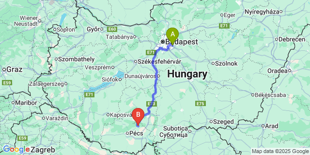 Map: Budapest Airport (BUD), Ferihegy, Liszt Ferenc to Apátvarasd