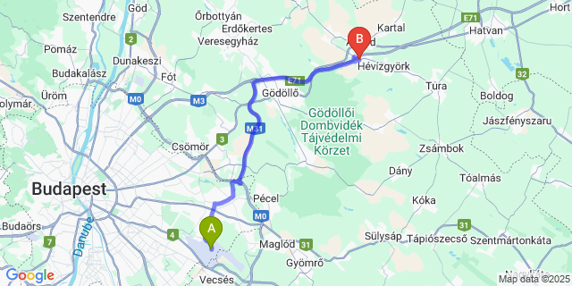 Map: Budapest Airport (BUD), Ferihegy, Liszt Ferenc to Bag