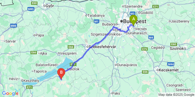 Map: Budapest Airport (BUD), Ferihegy, Liszt Ferenc to Bálványos